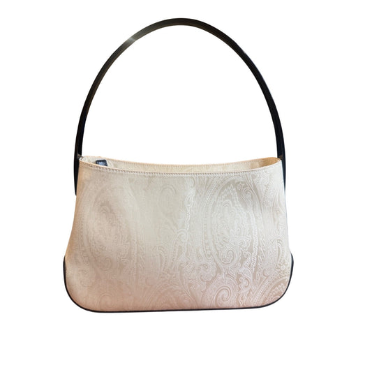 Etro Ivory Paisley Jacquard Nylon & Leather Bag With Guarantee Card & Box