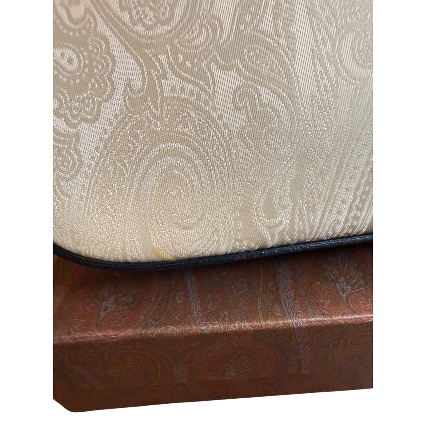 Etro Ivory Paisley Jacquard Nylon & Leather Bag With Guarantee Card & Box
