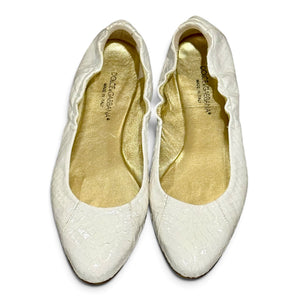 Dolce & Gabbana White Snakeskin Embossed Ballet Flats Size 38/ 7.5