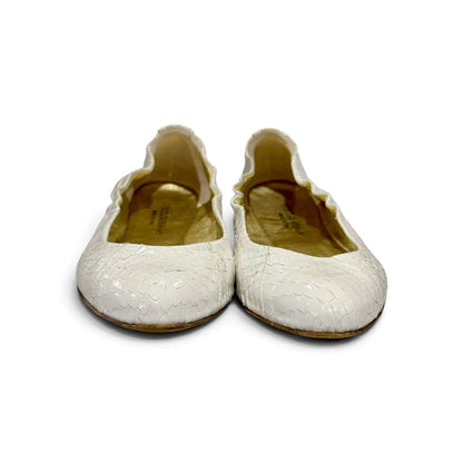 Dolce & Gabbana White Snakeskin Embossed Ballet Flats Size 38/ 7.5