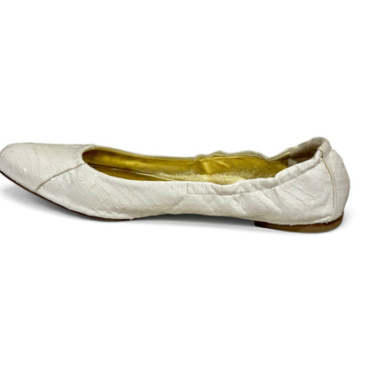 Dolce & Gabbana White Snakeskin Embossed Ballet Flats Size 38/ 7.5