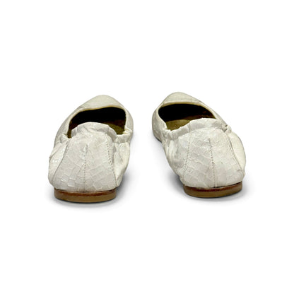 Dolce & Gabbana White Snakeskin Embossed Ballet Flats Size 38/ 7.5