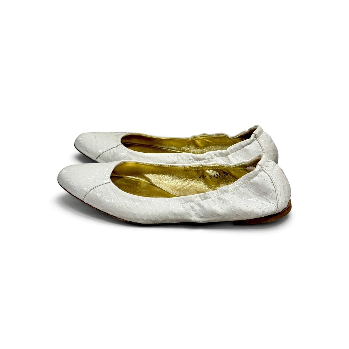Dolce & Gabbana White Snakeskin Embossed Ballet Flats Size 38/ 7.5