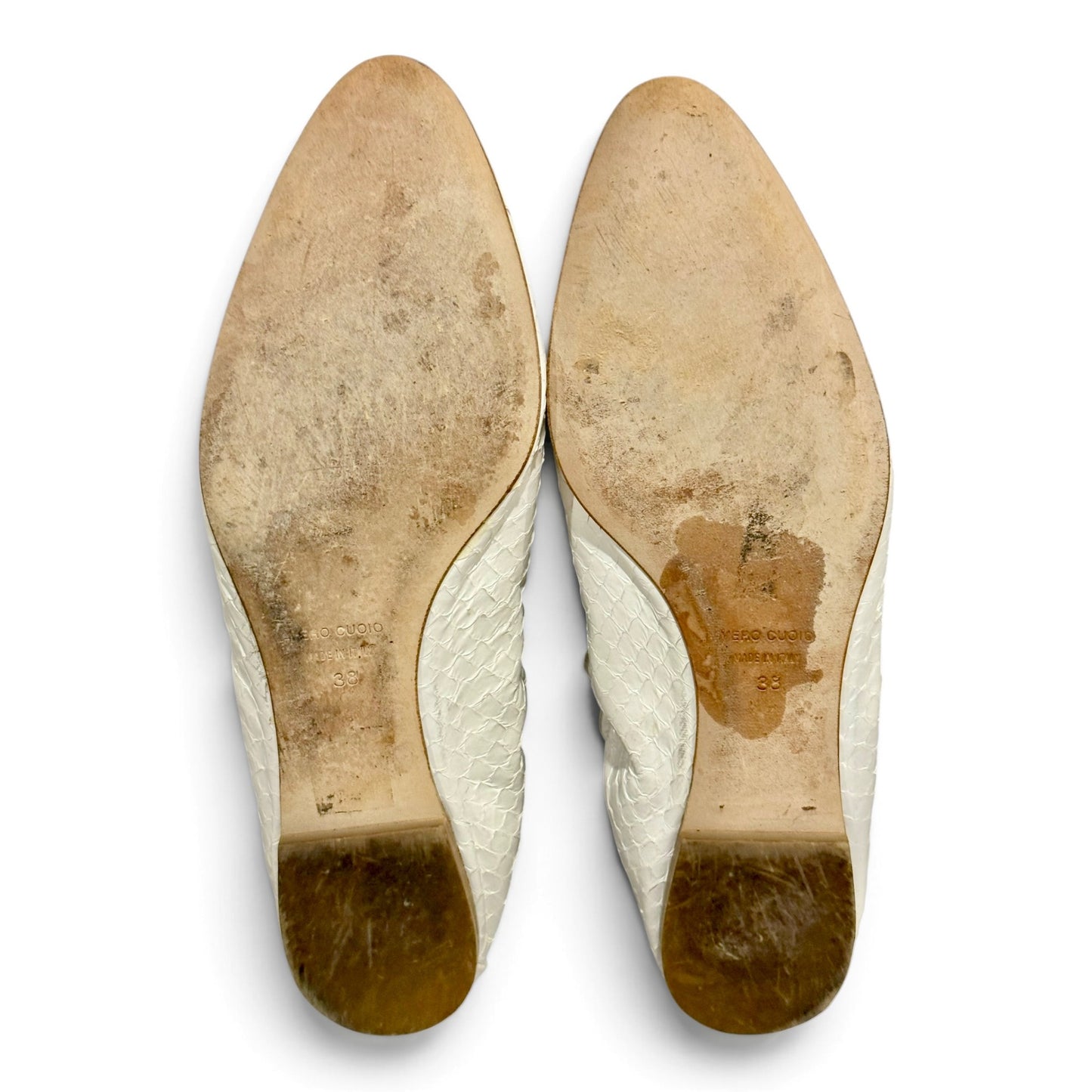 Dolce & Gabbana White Snakeskin Embossed Ballet Flats Size 38/ 7.5