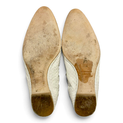 Dolce & Gabbana White Snakeskin Embossed Ballet Flats Size 38/ 7.5