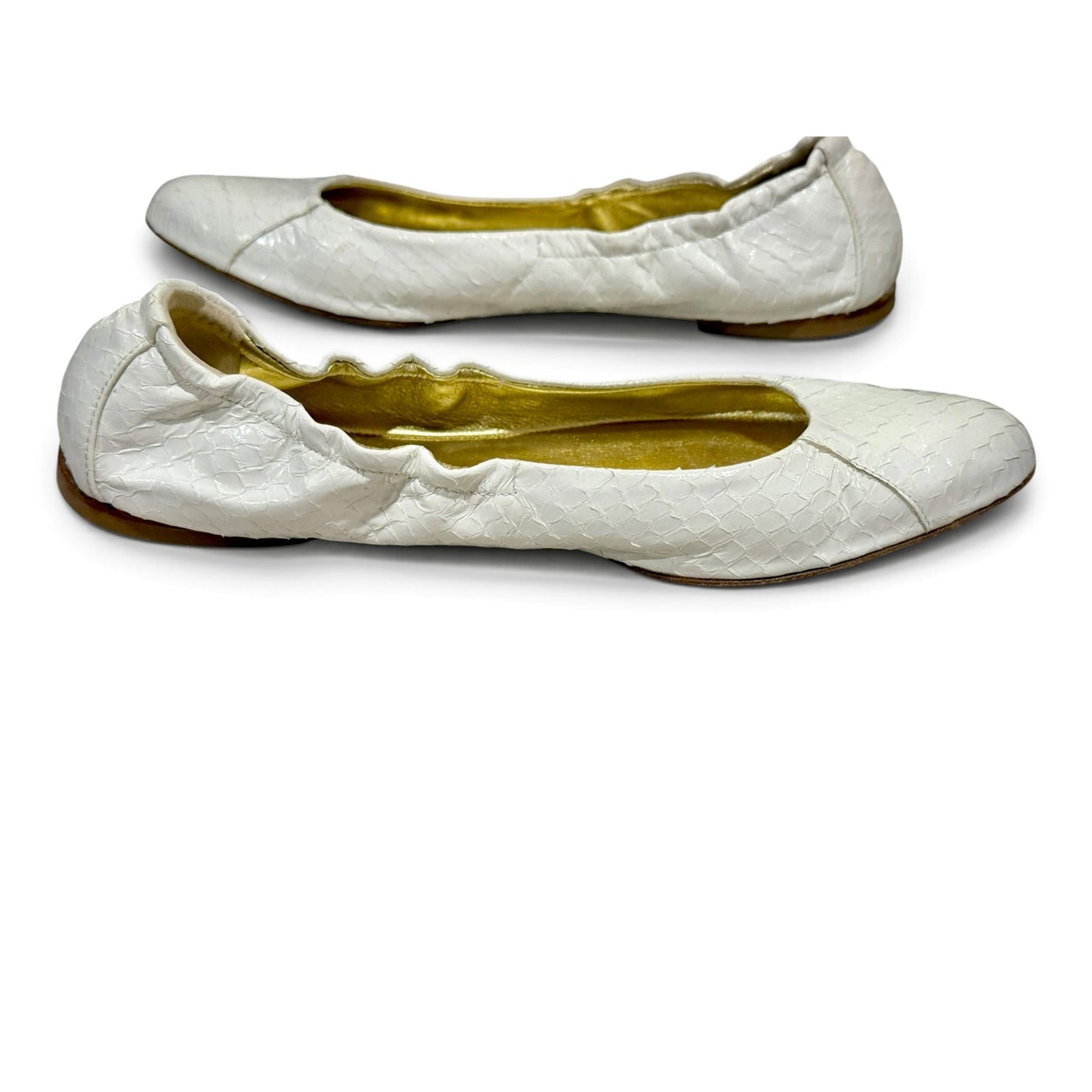Dolce & Gabbana White Snakeskin Embossed Ballet Flats Size 38/ 7.5