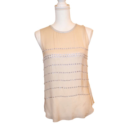 L'Agence Sleeveless Top With Rhinestone Embellishments, Small