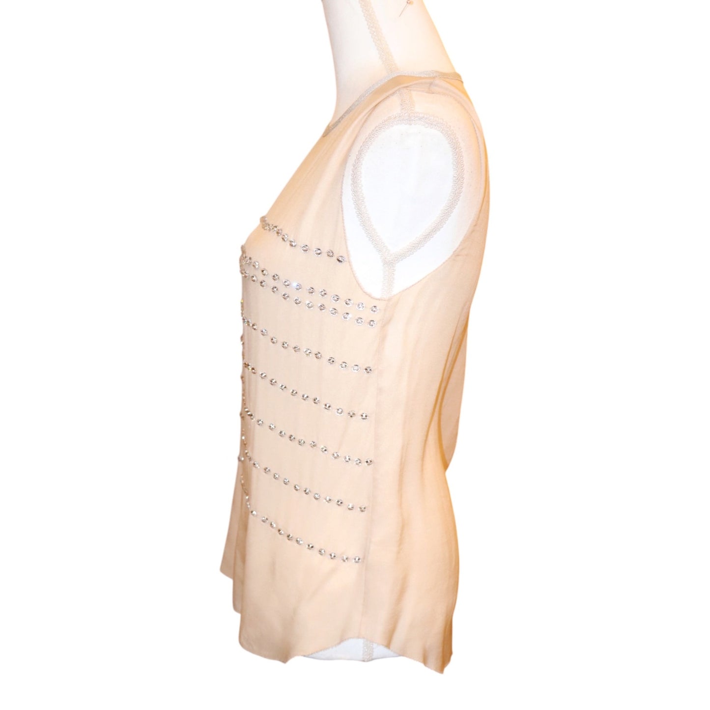 L'Agence Sleeveless Top With Rhinestone Embellishments, Small