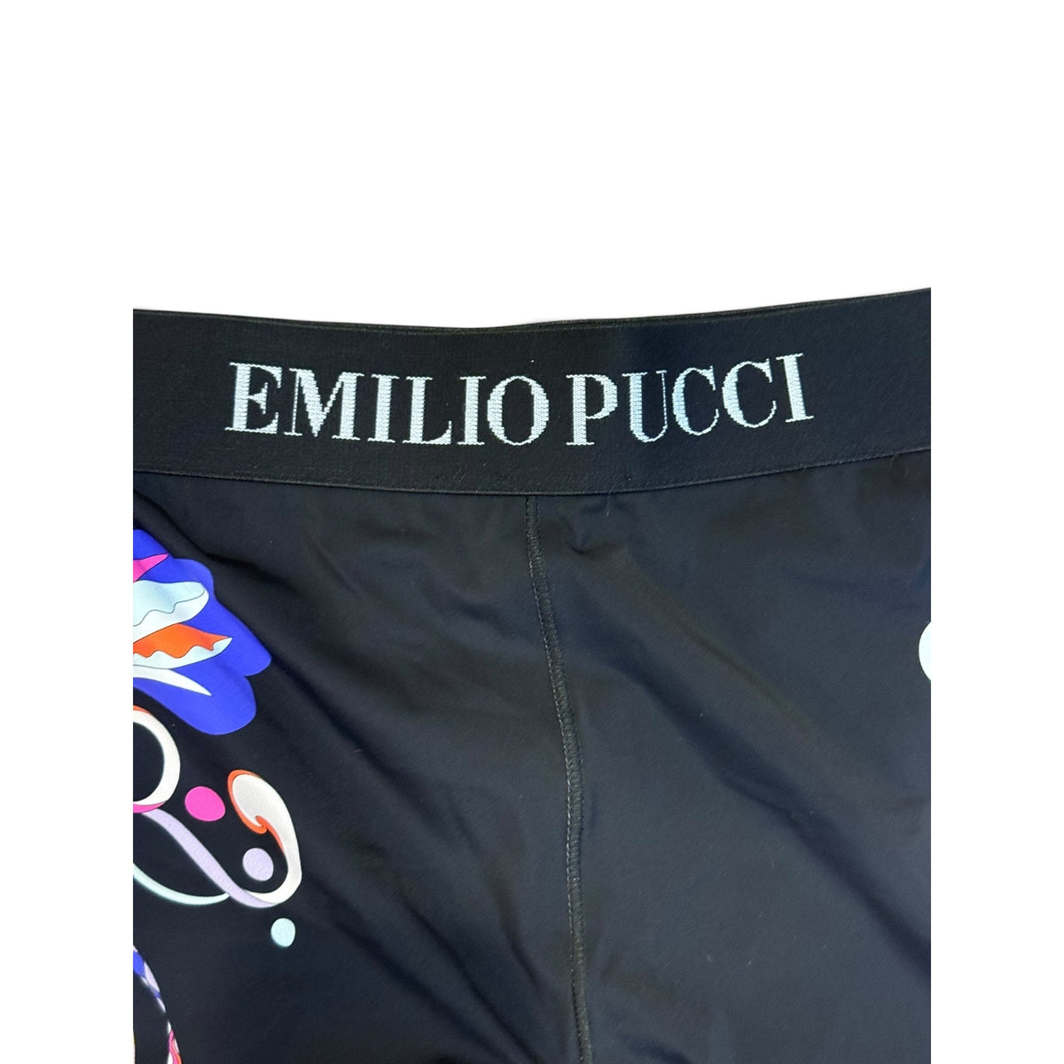 Emilio Pucci Printed Logo-Band Leggings, Size 12
