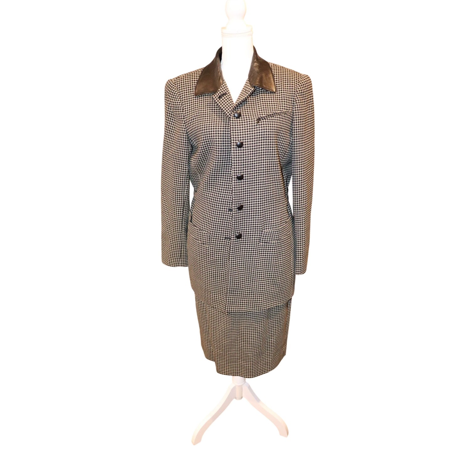 Dana Buchman Womens Houndstooth Skirt Suit Set ,Size 12