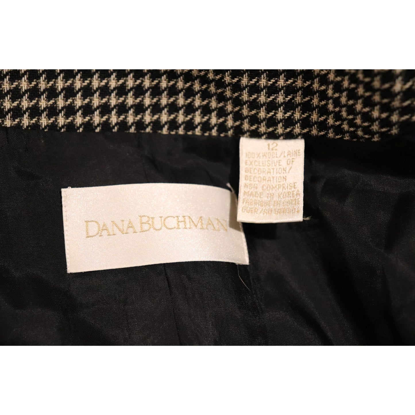 Dana Buchman Womens Houndstooth Skirt Suit Set ,Size 12