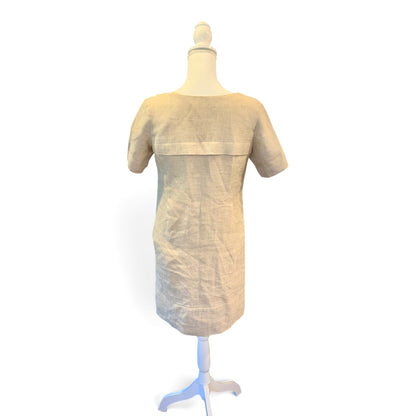 Oscar De La Renta Beige Linen Blend Button-Front Dress Size 6