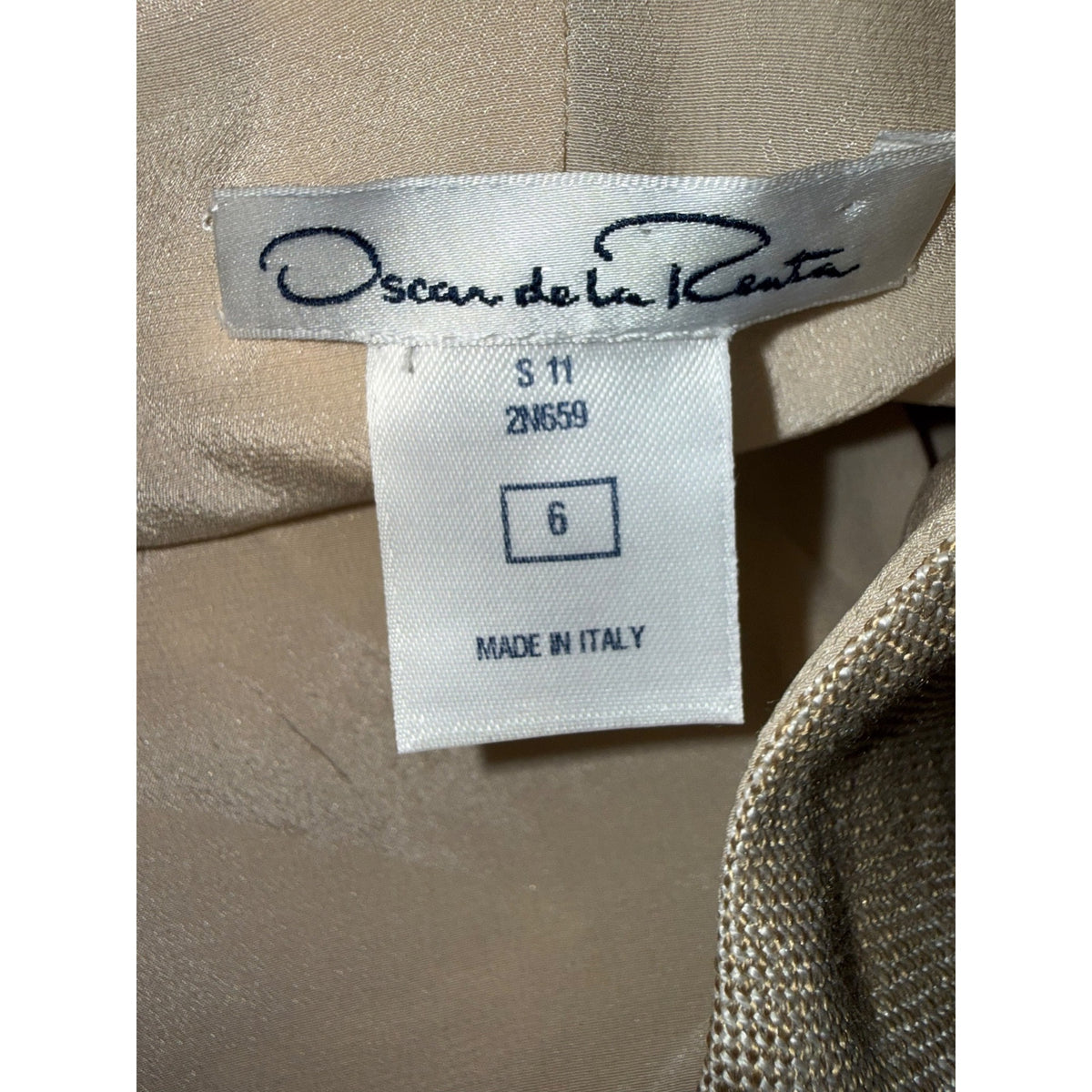 Oscar De La Renta Beige Linen Blend Button-Front Dress Size 6