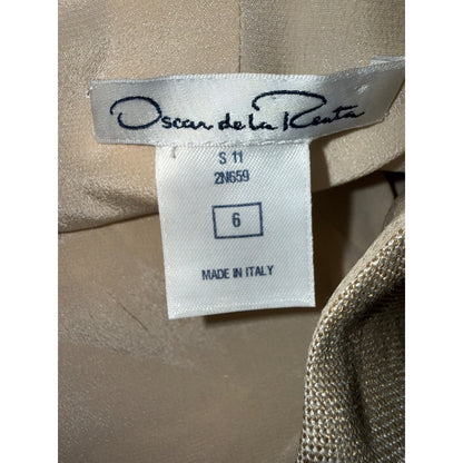 Oscar De La Renta Beige Linen Blend Button-Front Dress Size 6
