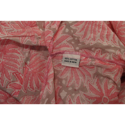 Roller Rabbit Pink Floral Tunic Top 100% Cotton Long Sleeve Size S
