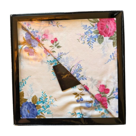 New Yves Saint Laurent Gift Box with Two Floral Scarves