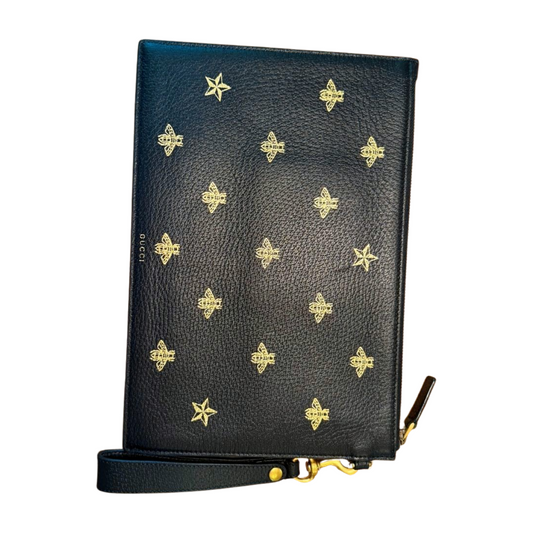 Gucci Bee Star Leather Wristlet
