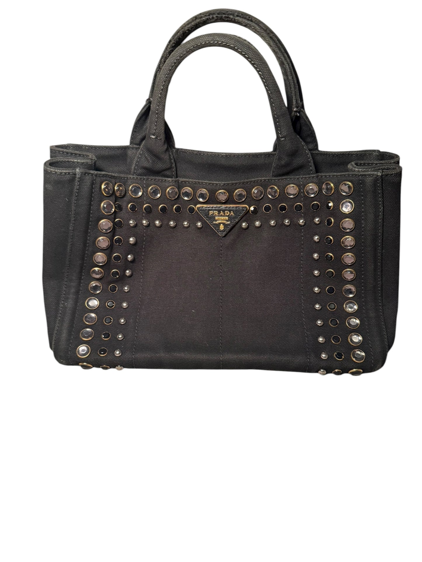 Prada Canapa Bijoux Studded Tote