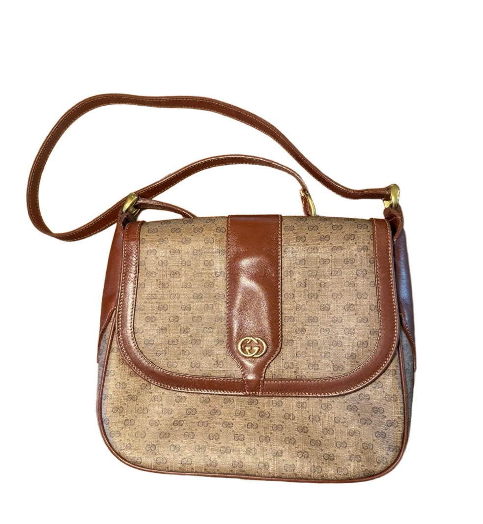 Gucci Vintage Womens GG Monogram Shoulder Bag
