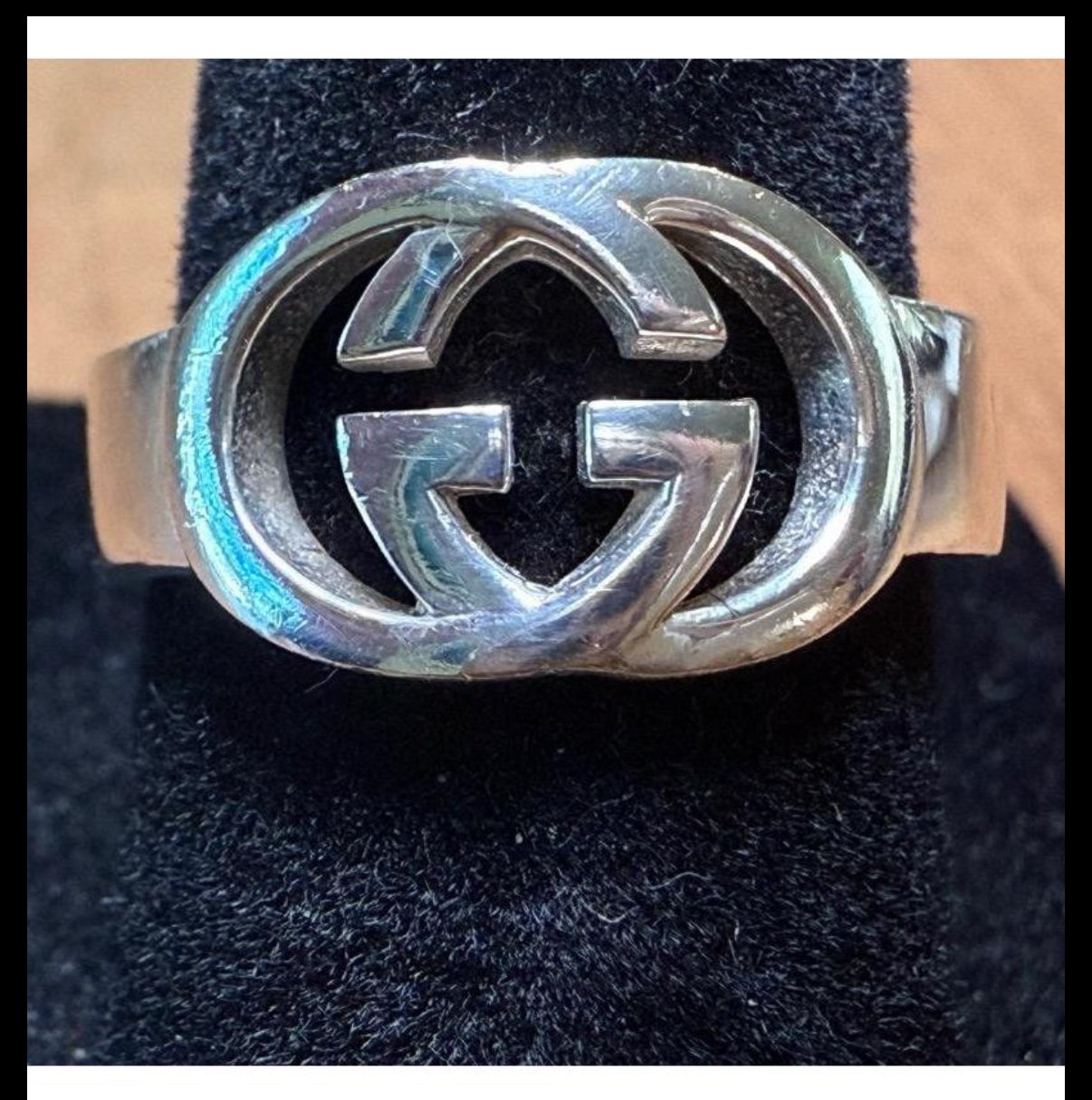 Gucci Ring Womens Size 6 Silver Interlocking G Logo