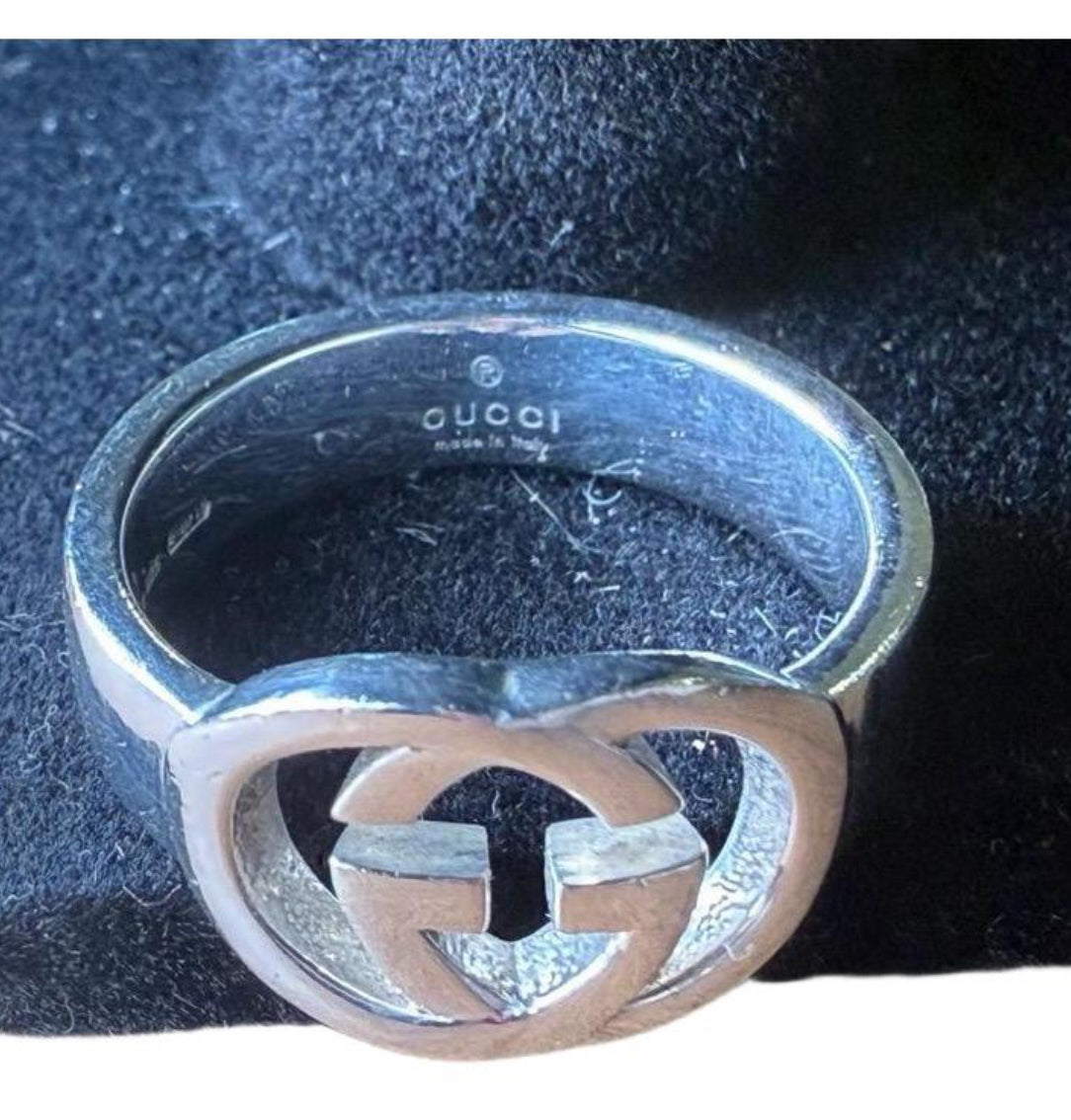 Gucci Ring Womens Size 6 Silver Interlocking G Logo