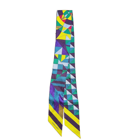 Hermes Twilly Womens Multicolor Geometric Pattern Silk Luxury Elegant Chic
