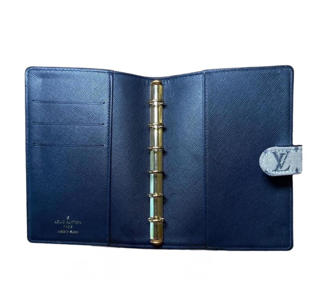 Louis Vuitton Mini Lin Agenda Cover Blue Grey Monogram Planner
