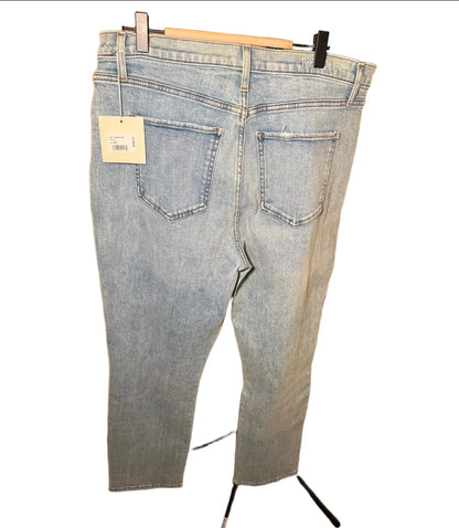 New Favorite Daughter Jeans Womens Size 34 Light Wash Blue Straight Leg High Rise Distressed