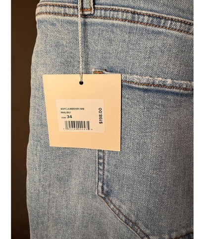 New Favorite Daughter Jeans Womens Size 34 Light Wash Blue Straight Leg High Rise Distressed