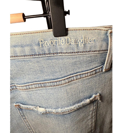 New Favorite Daughter Jeans Womens Size 34 Light Wash Blue Straight Leg High Rise Distressed