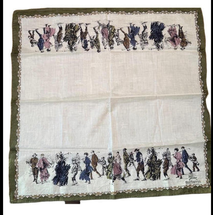 Vintage Burberrys Handkerchief Off-white Golf Print