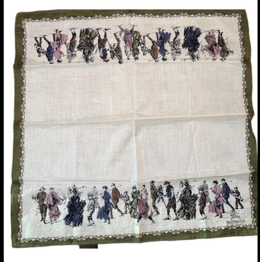 Vintage Burberrys Handkerchief Off-white Golf Print
