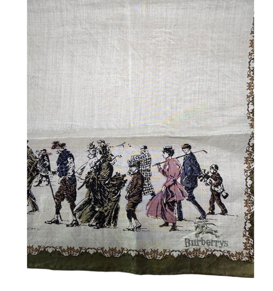 Vintage Burberrys Handkerchief Off-white Golf Print