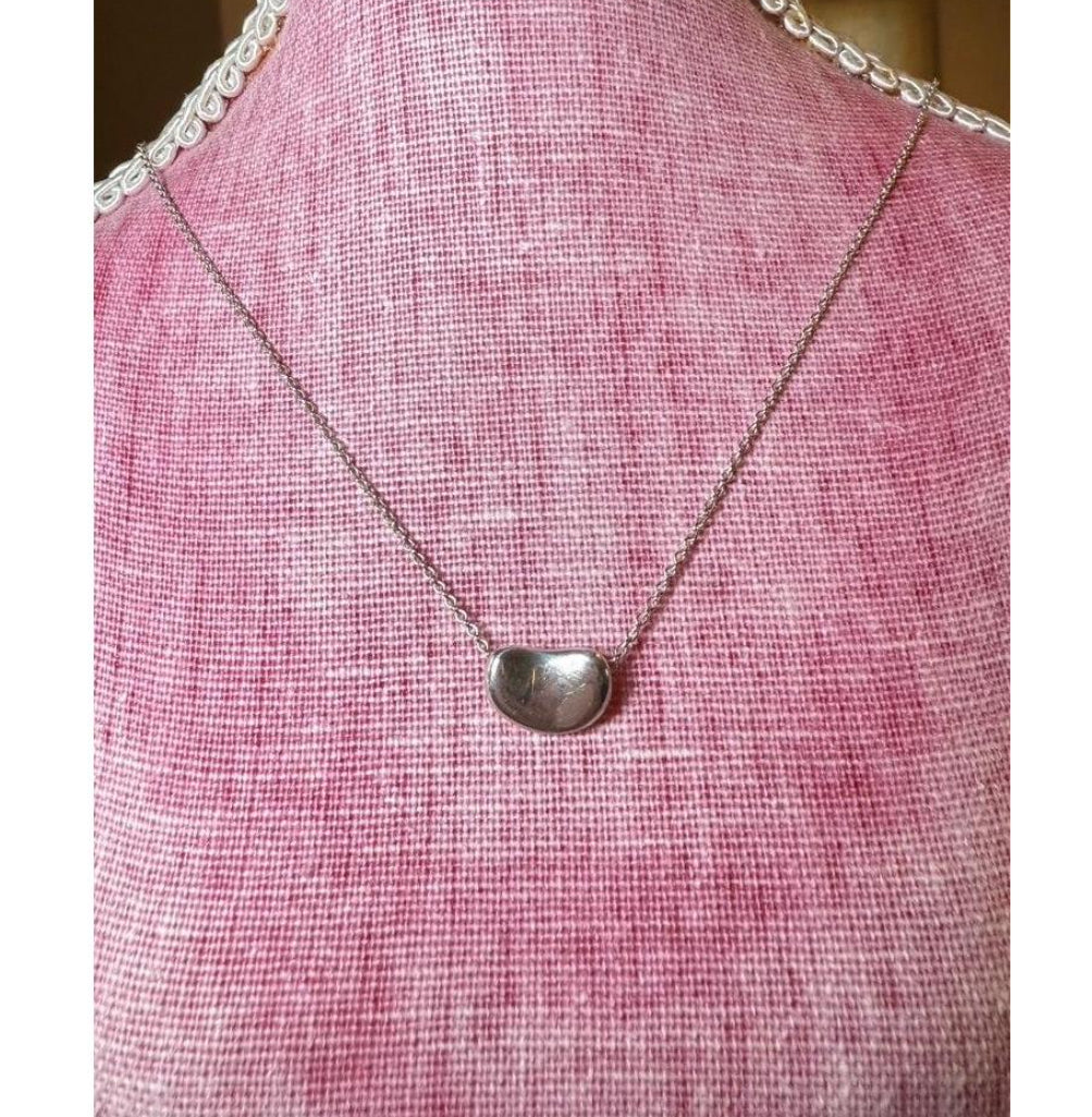 Tiffany & Co Elsa Peretti Womens Silver Bean Pendant Necklace