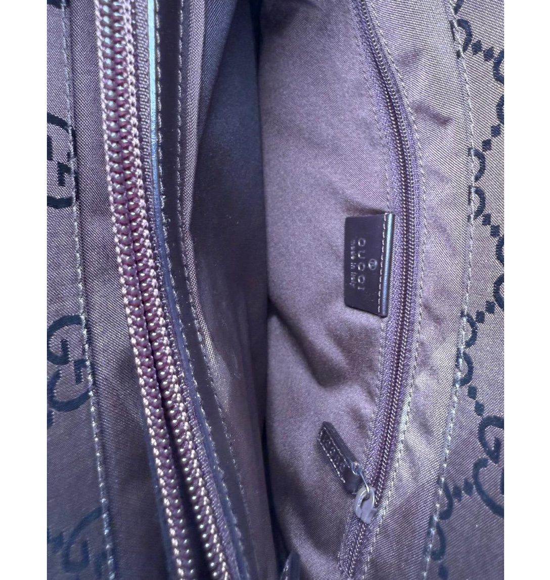 Gucci Womens Brown and Black GG Canvas Bamboo Top Handle Tote