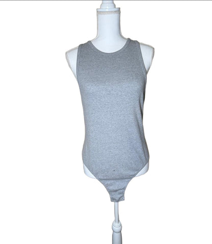New Favorite Daughter XXL Heather Grey Ribbed Sleeveless Bodysuit
