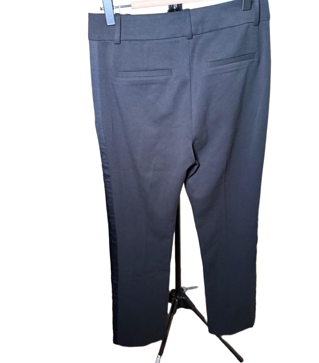 New Favorite Daughter Womens Size 2 Black Tuxedo Pant Satin Stripe