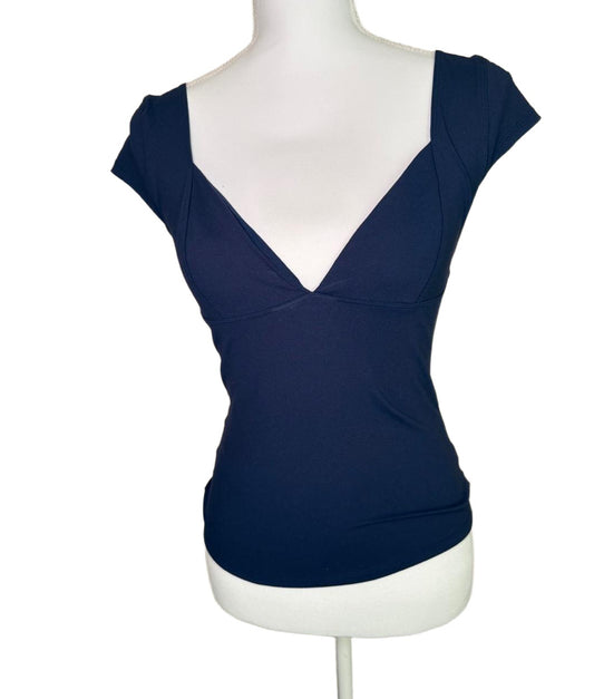 New Free People Intimately Womens Size M Dark Blue V-Neck Fitted Top