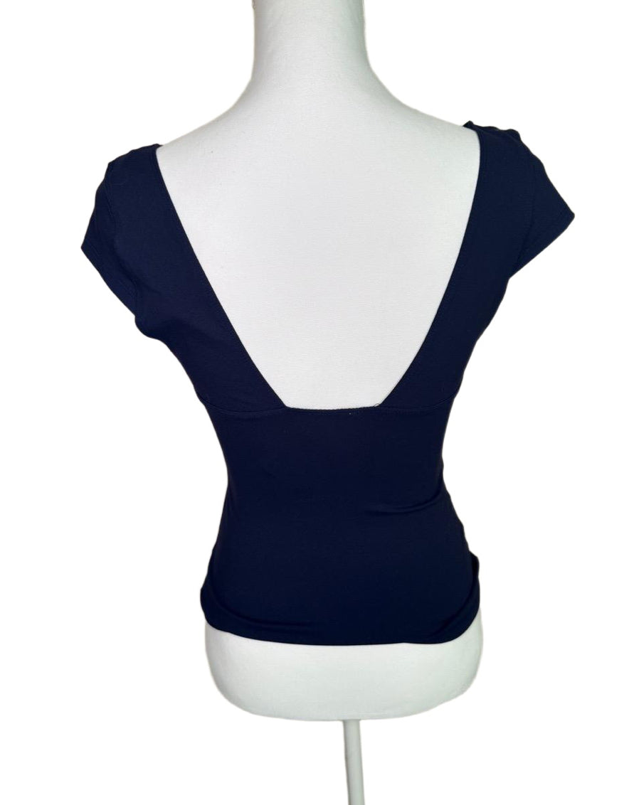 New Free People Intimately Womens Size M Dark Blue V-Neck Fitted Top