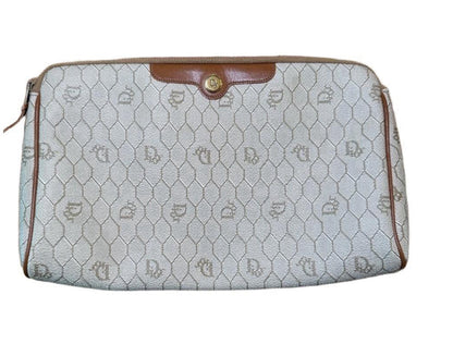 Vintage Christian Dior Tan Honeycomb Oblique Handbag/Pouch