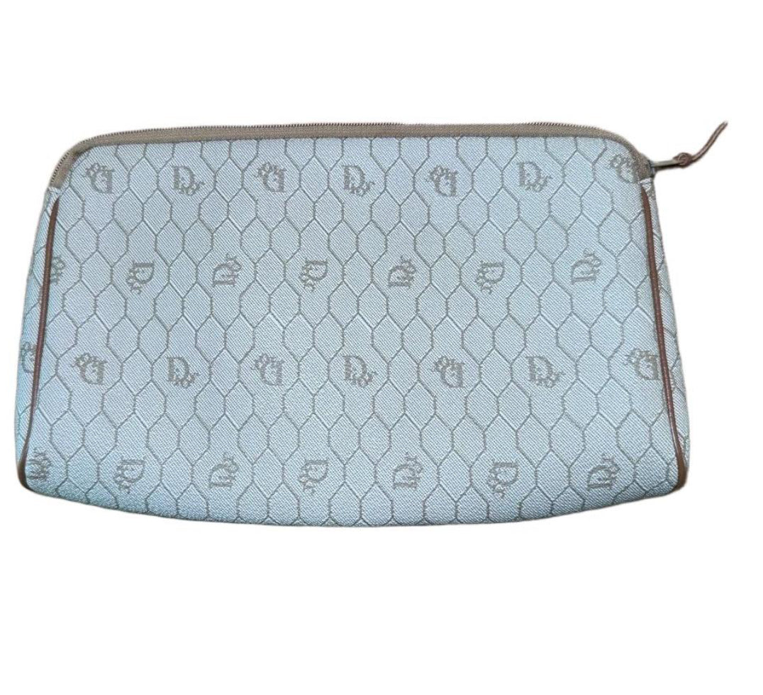Vintage Christian Dior Tan Honeycomb Oblique Handbag/Pouch