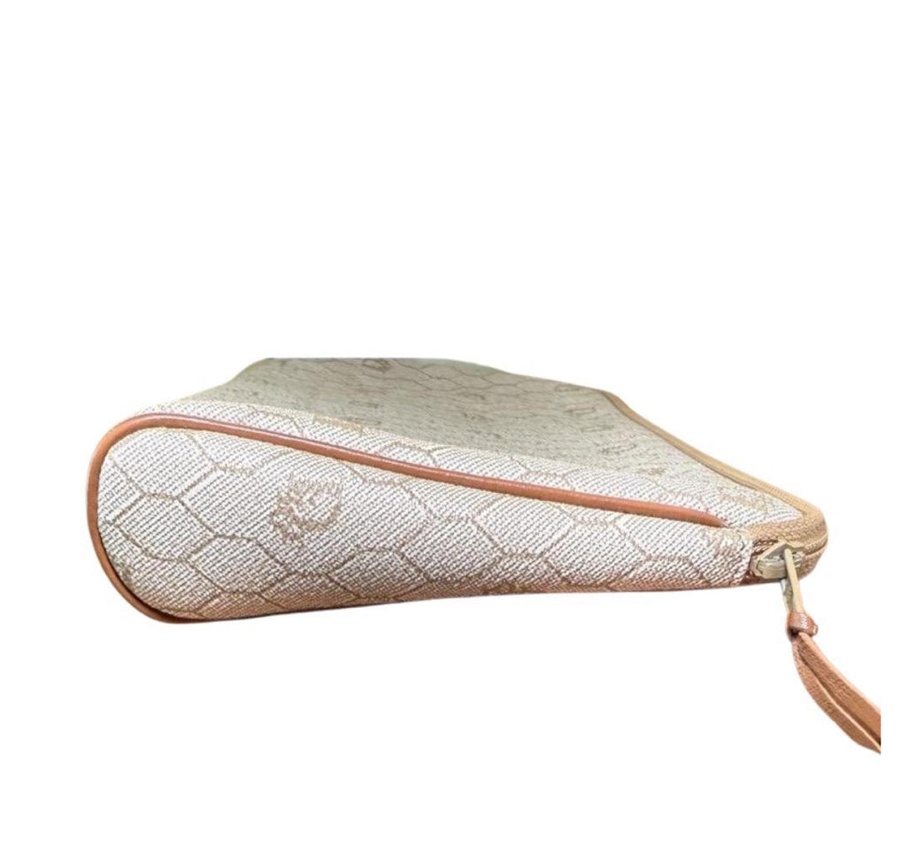 Vintage Christian Dior Tan Honeycomb Oblique Handbag/Pouch