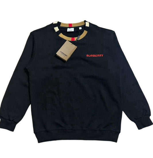 New Burberry Mens Sweatshirt Size Medium Black Icon Stripe Red Logo