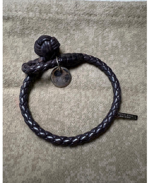 Bottega Veneta Bracelet Size S Dark Brown Braided Leather Knot Closure
