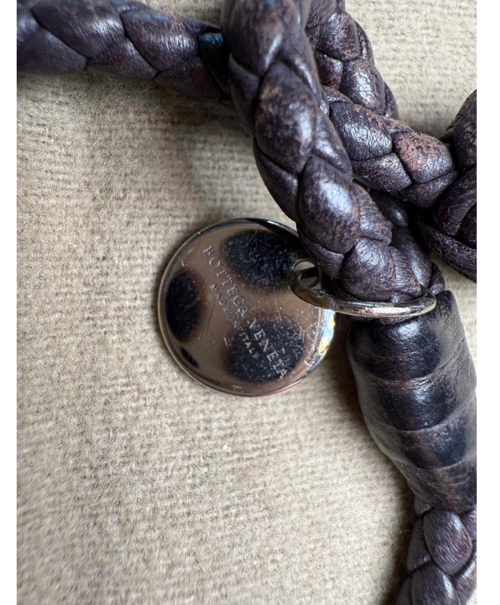 Bottega Veneta Bracelet Size S Dark Brown Braided Leather Knot Closure
