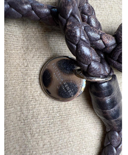 Bottega Veneta Bracelet Size S Dark Brown Braided Leather Knot Closure