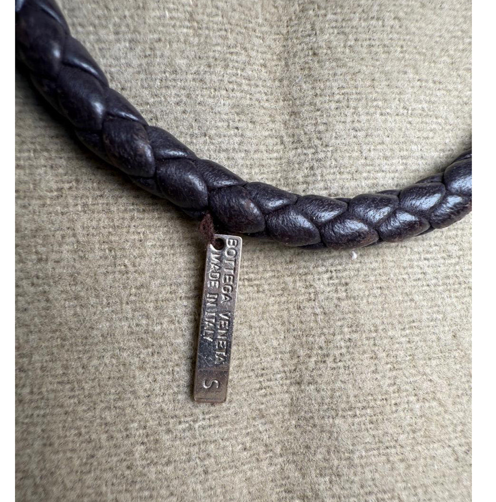 Bottega Veneta Bracelet Size S Dark Brown Braided Leather Knot Closure