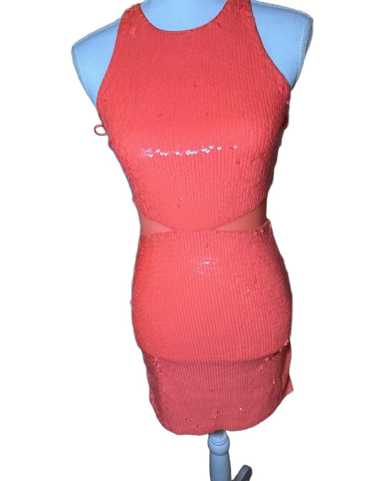 Alice + Olivia Mini Dress Womens Size 0 Coral Bodycon