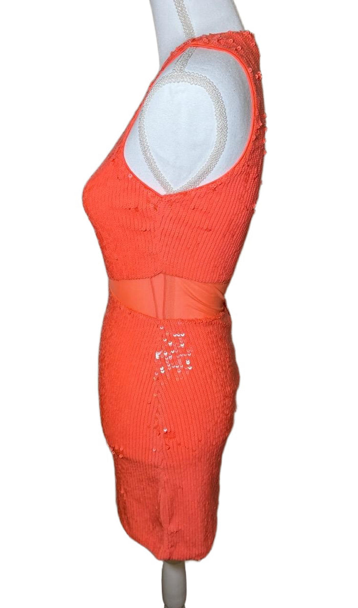 Alice + Olivia Mini Dress Womens Size 0 Coral Bodycon