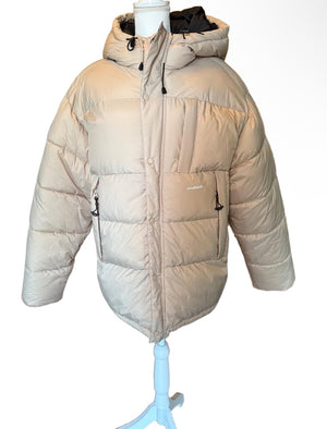New Soulland Mens Oversized S/M Beige Hooded Ian Puffer Jacket
